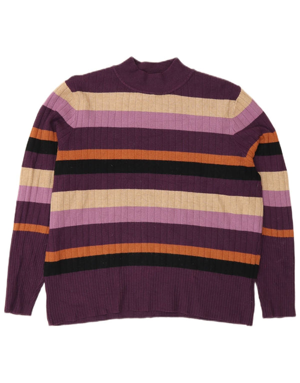 Marks & Spencer Suéter con Cuello Alto para Mujer UK 40 XL Rayas Púrpuras