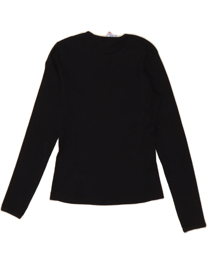 CHAMPION Womens Graphic Top Long Sleeve UK 14 Large Black Vintage Champion and Second-Hand Champion from Messina Hembry 
