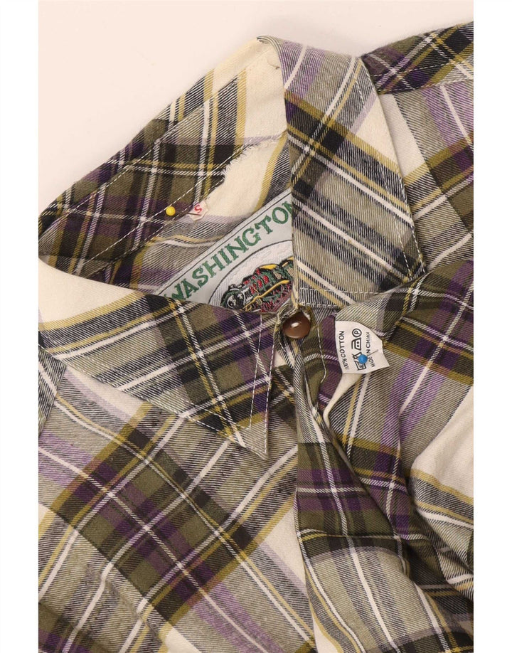 Camisa de franela vintage para hombre pequeño algodón a cuadros multicolor