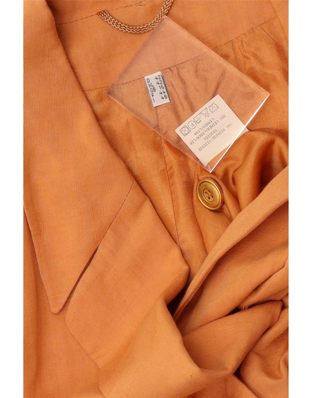Vintage mujer doble pecho Blazer chaqueta Reino Unido 16 gran viscosa naranja