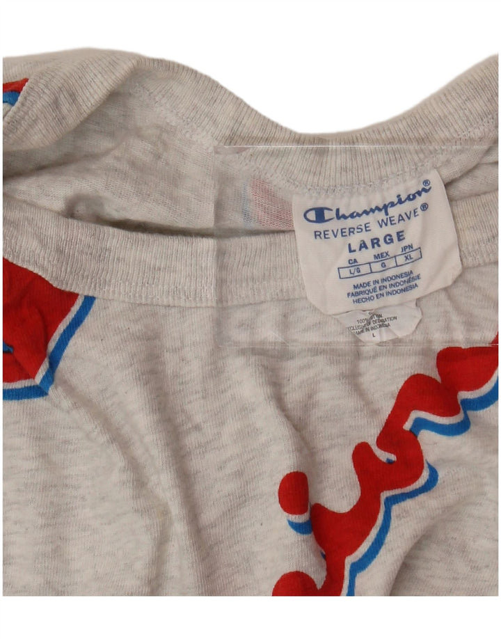CHAMPION Camiseta corta con gráfico de tejido inverso para mujer UK 40 Grande Gris