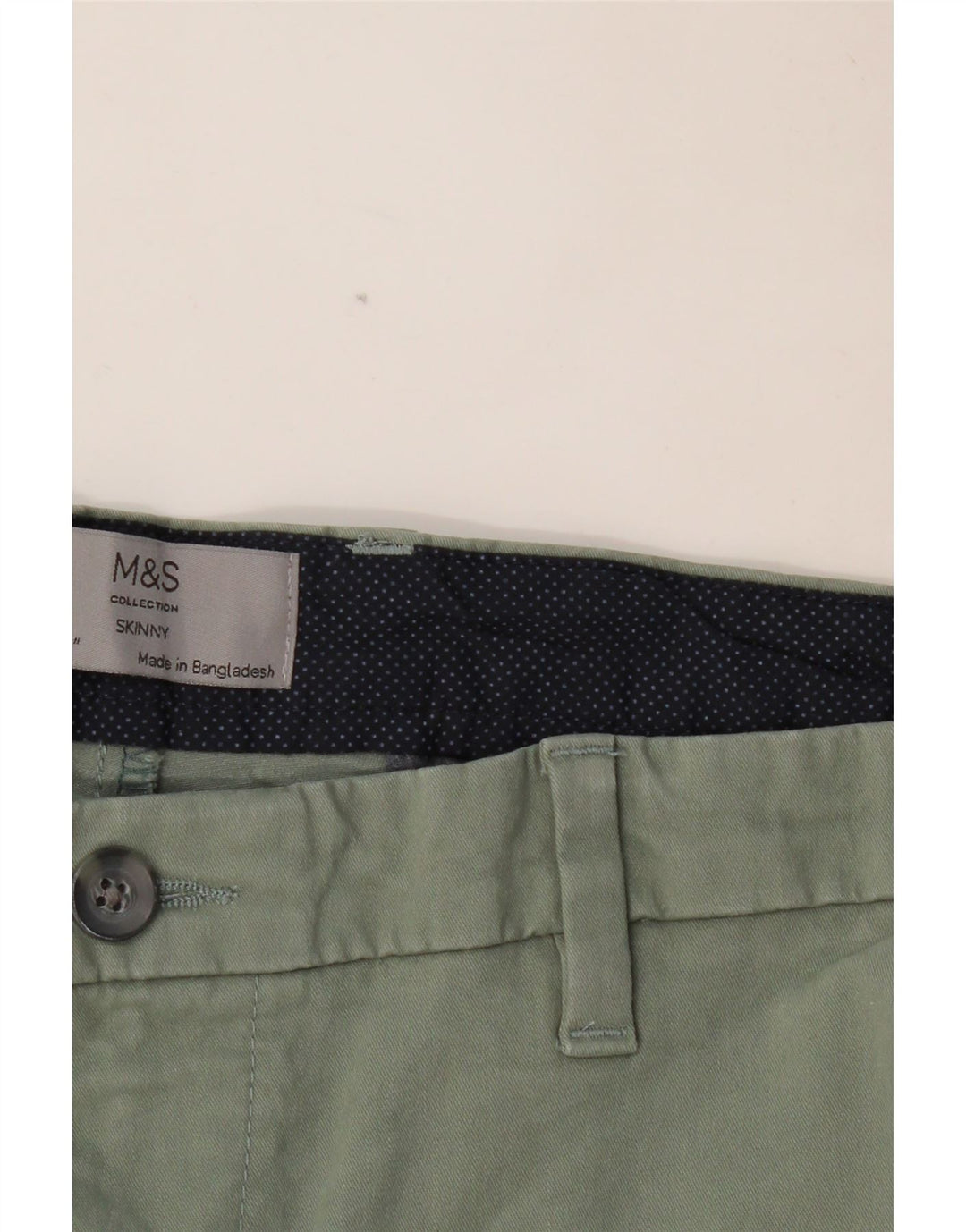 MARKS & SPENCER Pantalones chinos ajustados para hombre W36 L29 Algodón verde