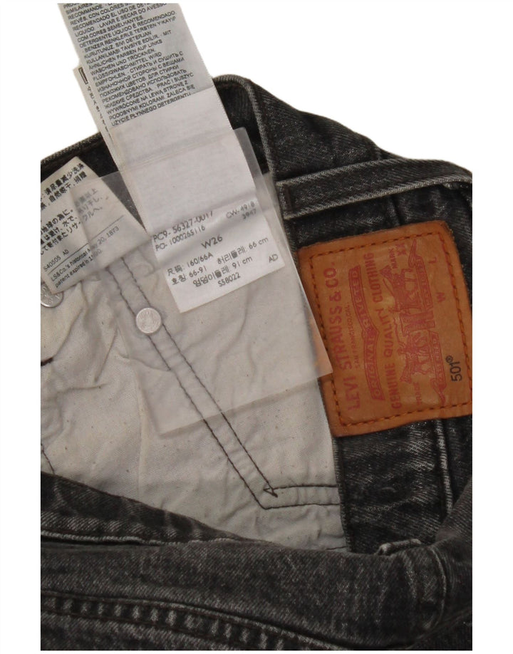 LEVI'S Mujer 501 Shorts De Mezclilla W30 Algodón Negro Mediano