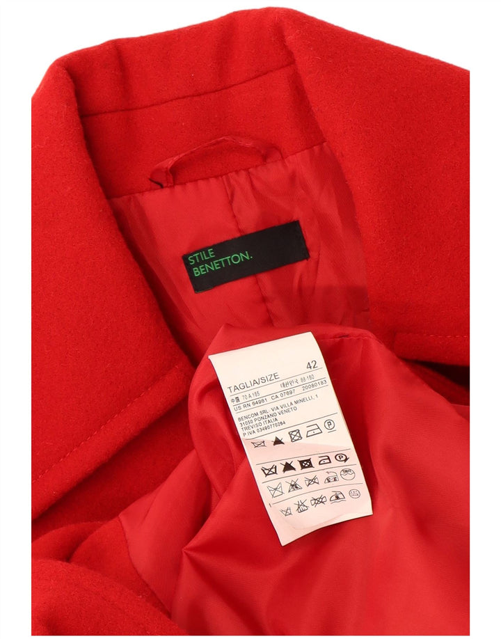 Abrigo Mujer Benetton IT 42 Lana Roja Mediana