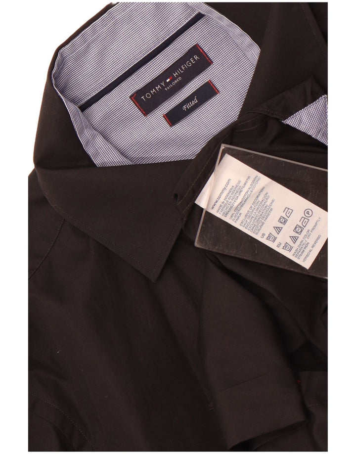 Tommy Hilfiger Camisa ajustada a medida para hombre Talla 40 Mediana Algodón negro