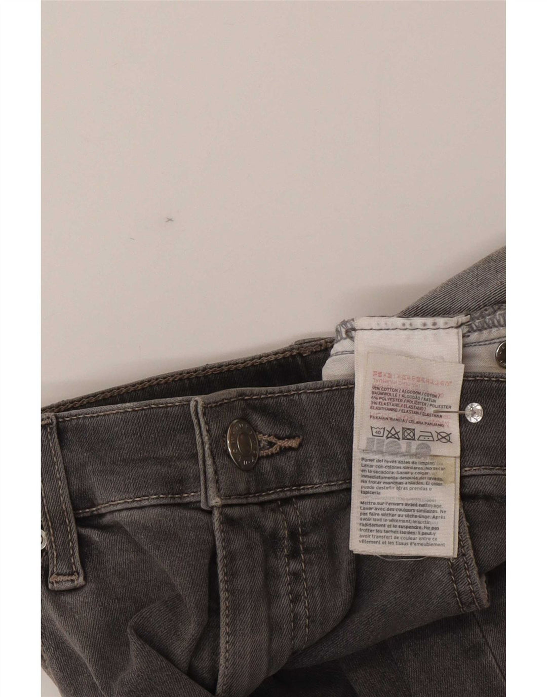 Vaqueros ajustados desgastados para mujer Topshop W30 L26 algodón gris