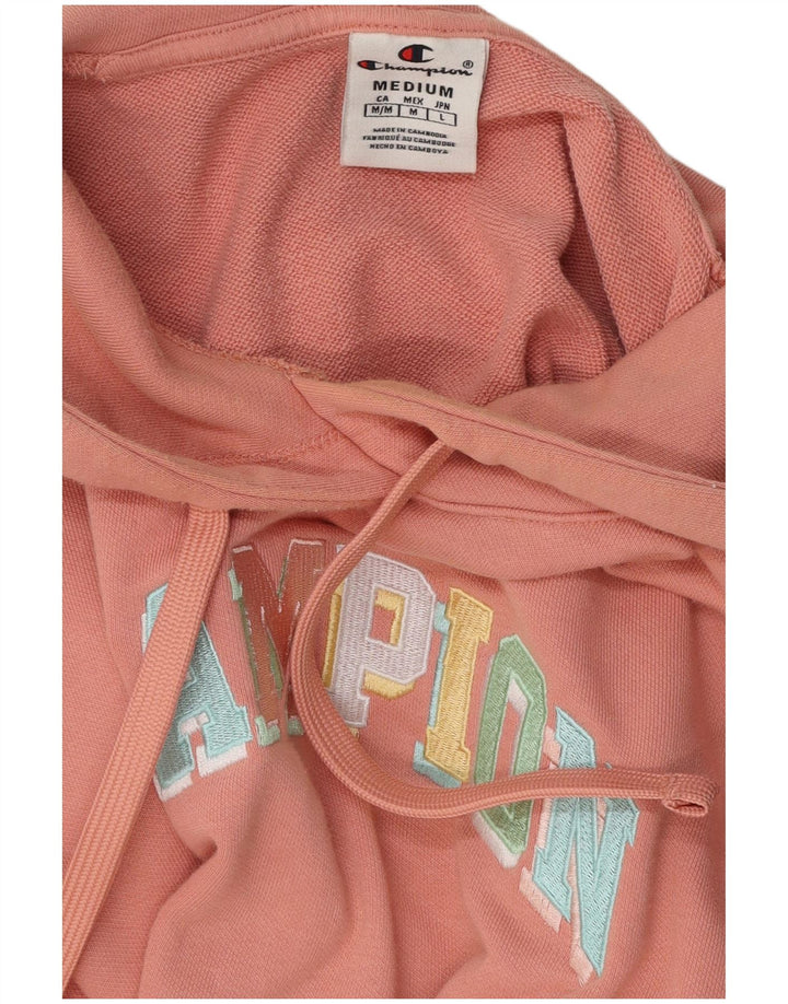 CHAMPION Womens Graphic Oversized Hoodie Jumper UK 14 Medium Pink