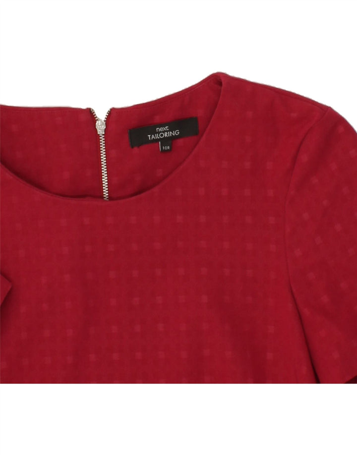 NEXT Womens Sheath Dress UK 10 Small Red Check Polyester Vintage Next and Second-Hand Next from Messina Hembry 