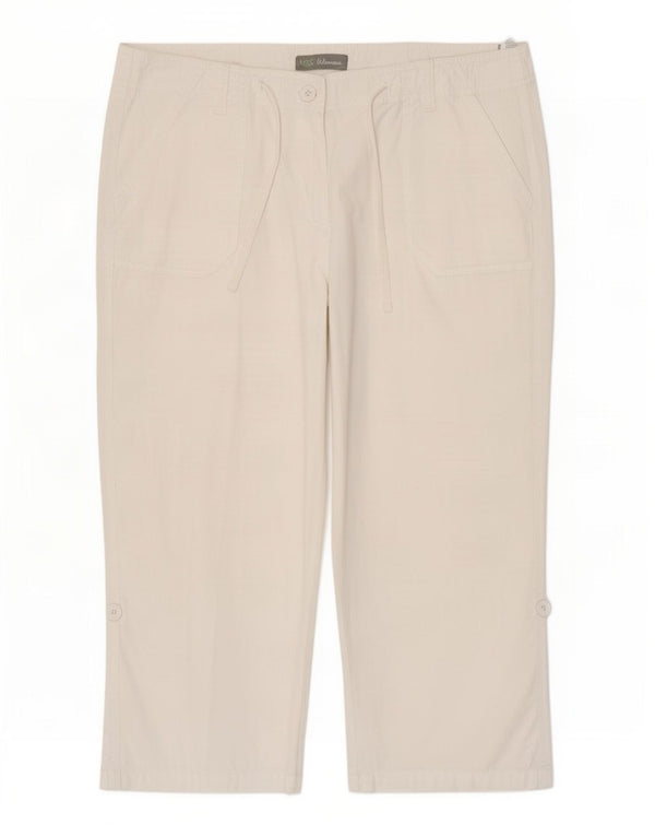Marks & Spencer Pantalones Capri de Cintura Alta para Mujer UK 46 Large W34 L22 Blanco