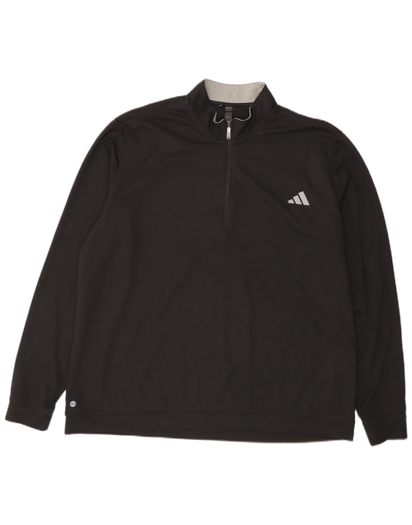 Adidas - Sudadera con cuello y cremallera para hombre, talla 2XL, poliéster negro