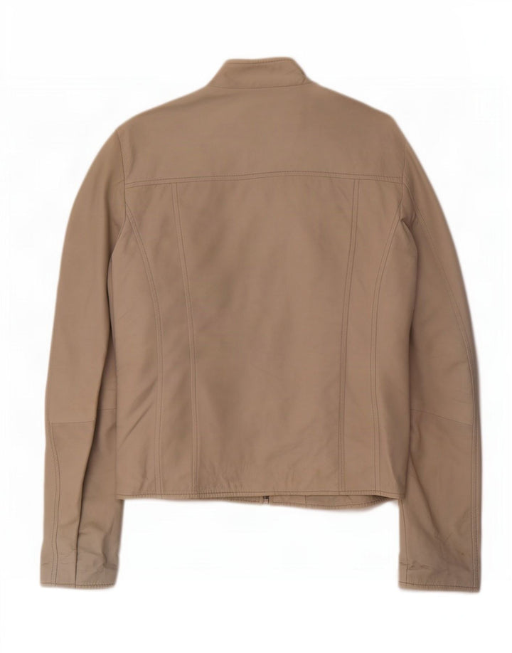 Chaqueta de cuero vintage para mujer IT 52 2XL Beige