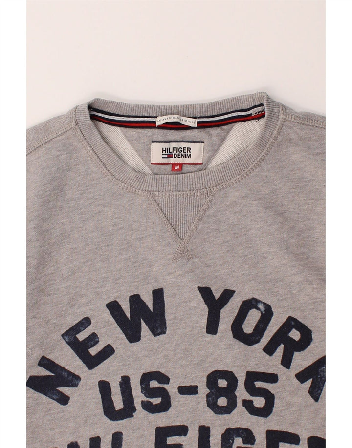 TOMMY HILFIGER Mens Graphic Sweatshirt Jumper Medium Grey Cotton Vintage Tommy Hilfiger and Second-Hand Tommy Hilfiger from Messina Hembry 