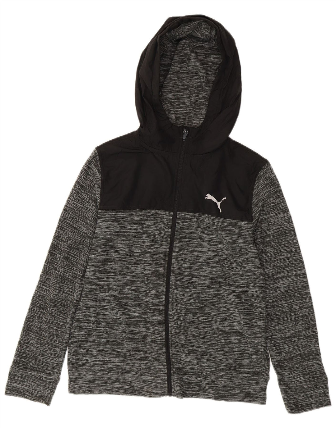 PUMA Sudadera con capucha y cremallera para niños 14-15 años Grande Gris Colorblock Poliéster