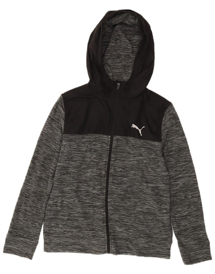 PUMA Sudadera con capucha y cremallera para niños 14-15 años Grande Gris Colorblock Poliéster