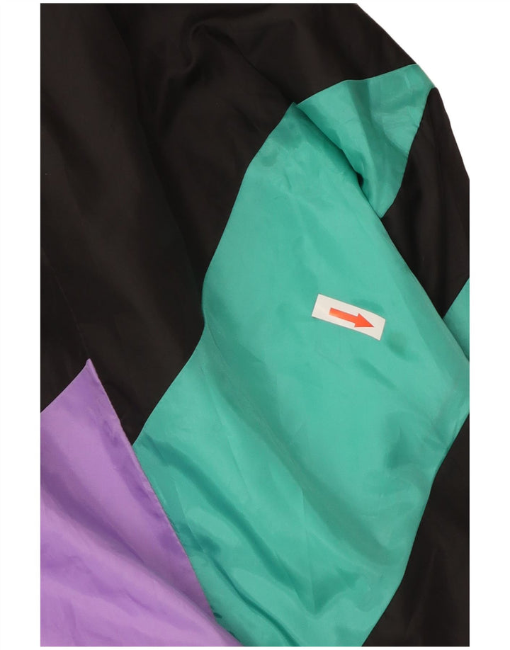 Vintage hombres chándal top chaqueta grande negro colorblock