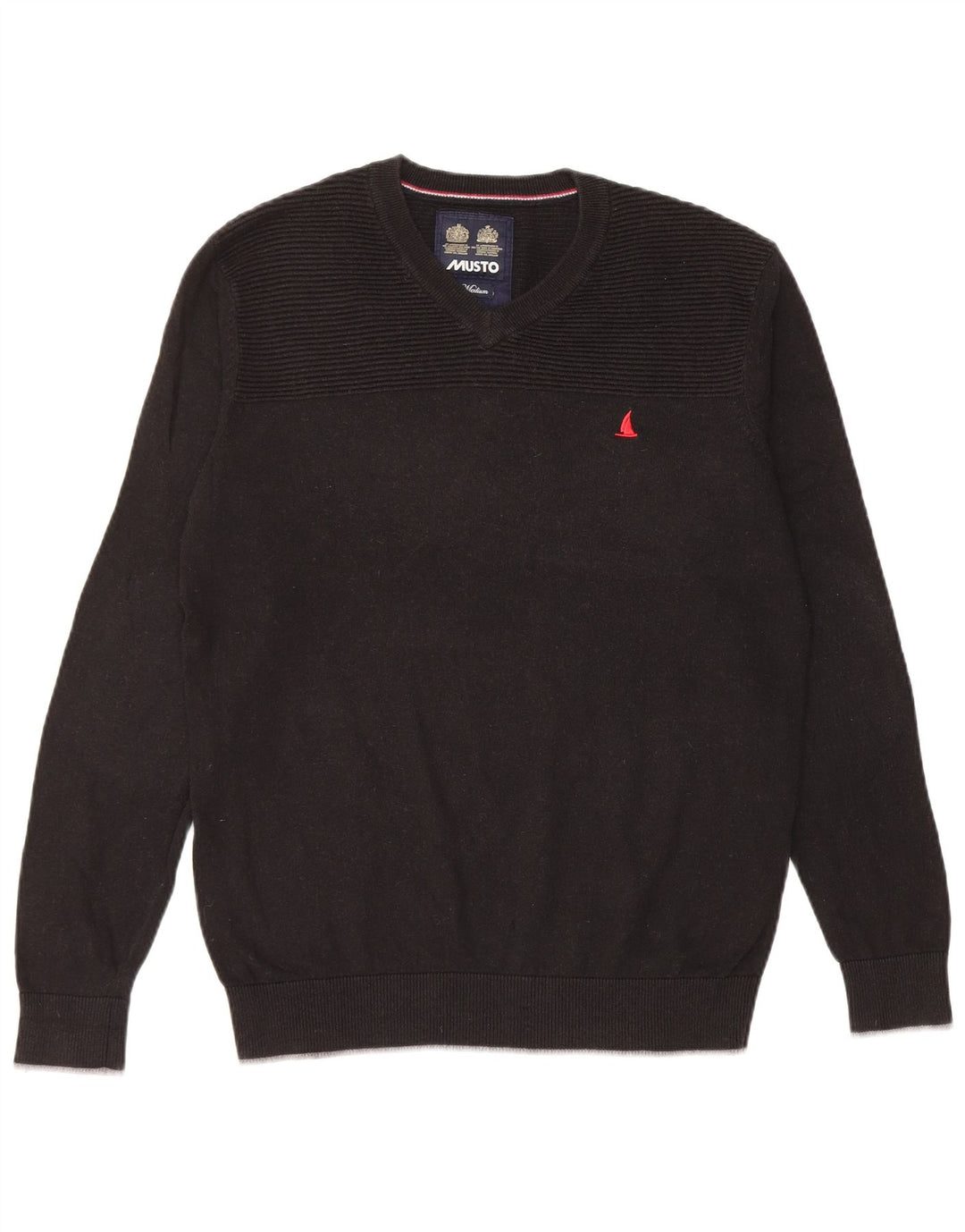 Musto Jersey Con Cuello En V Para Hombre Jersey De Algodón Negro Medio