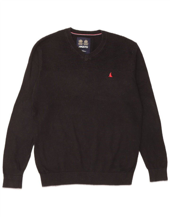 Musto Jersey Con Cuello En V Para Hombre Jersey De Algodón Negro Medio