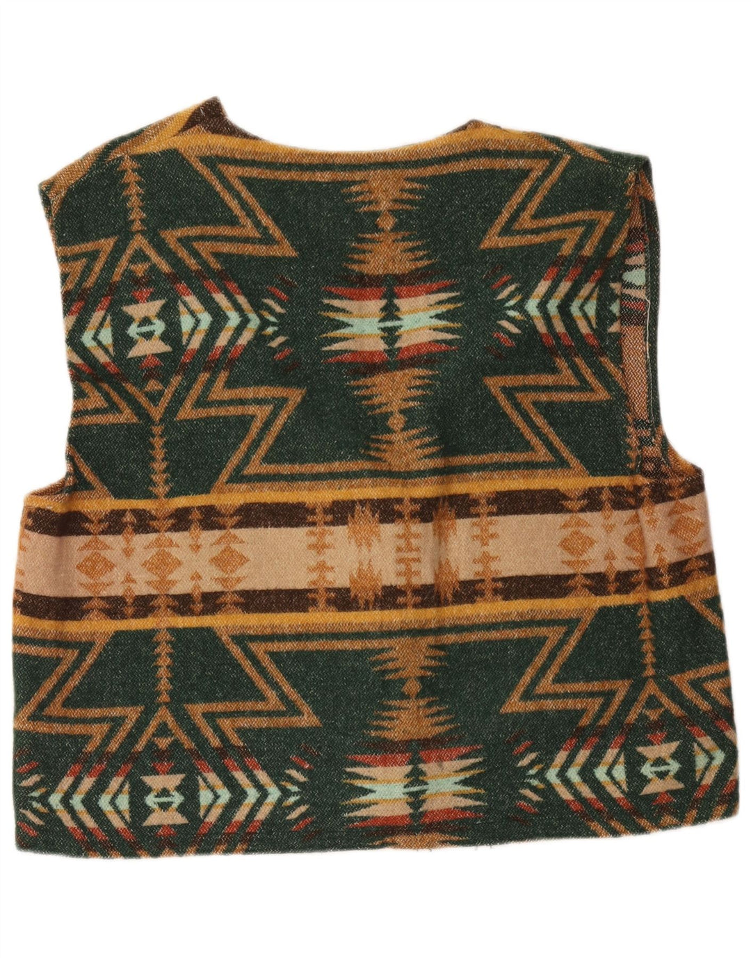 Chaleco Vintage para Hombre XL Verde Geométrico Azteca