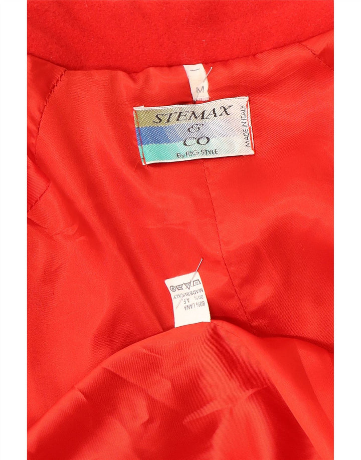 Vintage mujer abrigo de gran tamaño Reino Unido 14 lana roja mediana