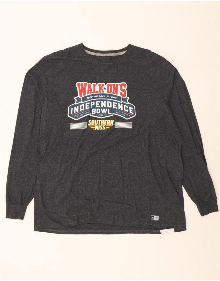 Russell Athletic Hombre Gráfico Top Manga Larga XL Algodón Gris