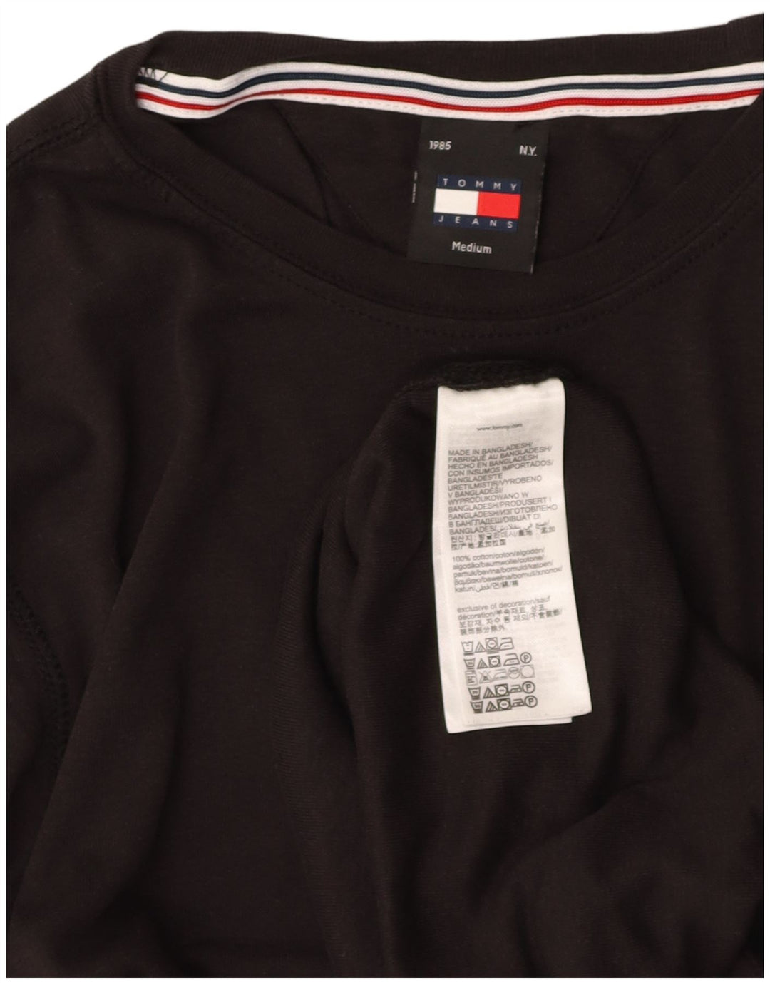 TOMMY HILFIGER Mens Top Long Sleeve Medium Black Cotton