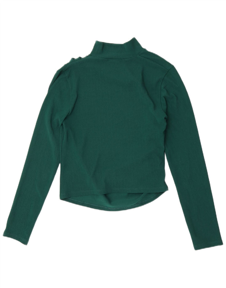 Zara Mujer Crop Top Manga Larga UK 42 Verde Medio