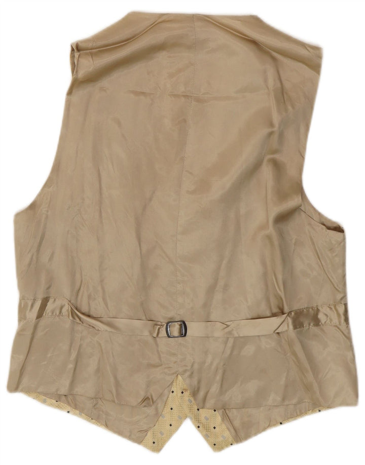 Chaleco vintage para hombre IT 50 seda geométrica beige medio