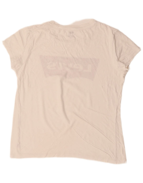 LEVI'S Camiseta gráfica para mujer Top UK 44 Algodón blanco mediano
