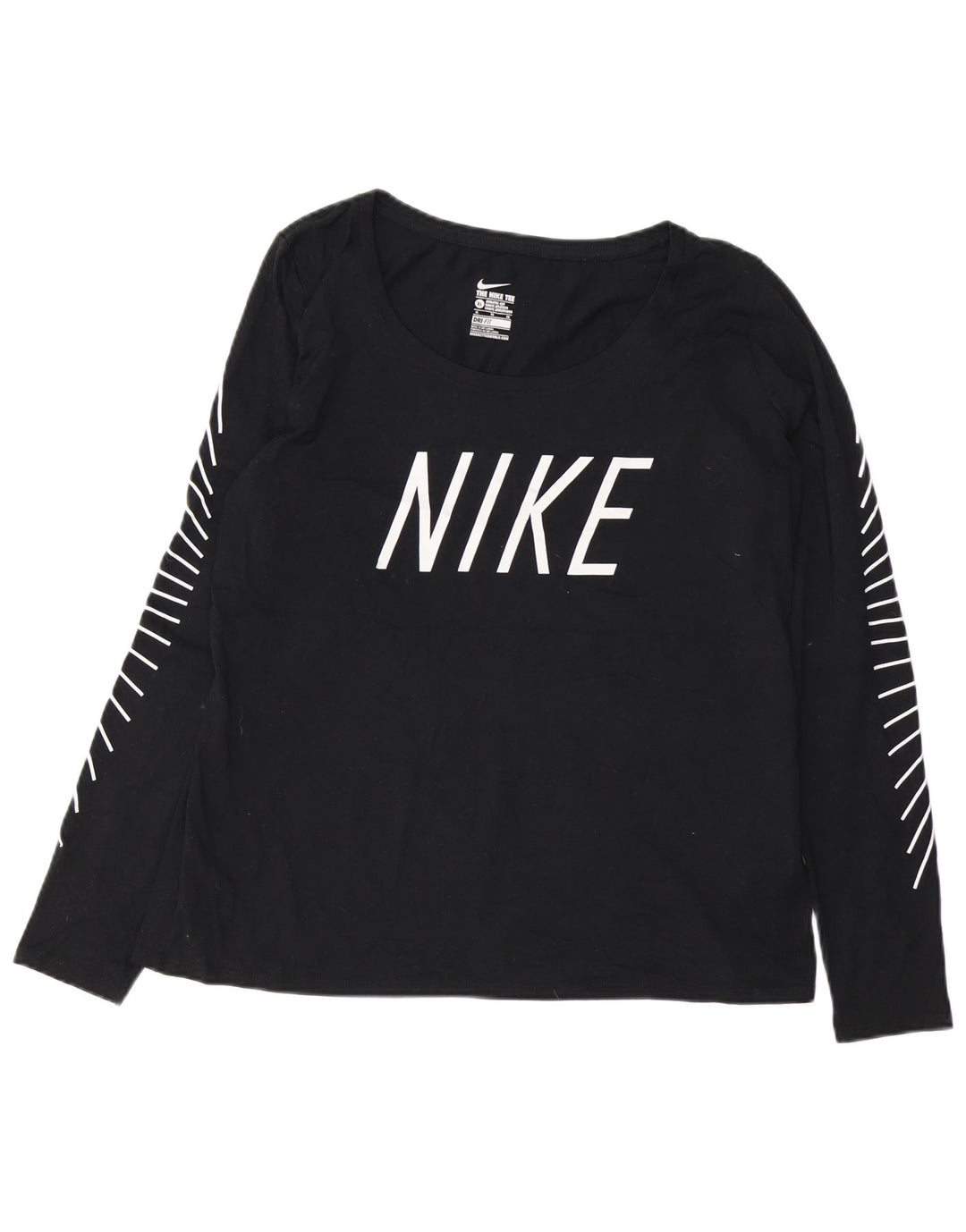 Nike Mujer Athletic Cut Graphic Top Manga Larga UK 40 XL Poliéster Negro