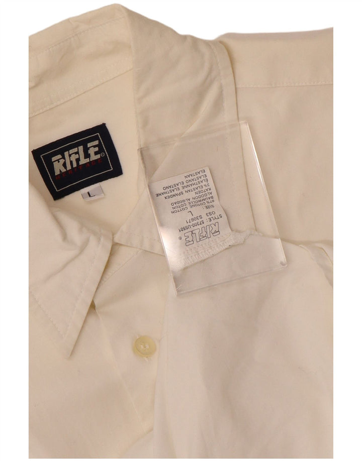 RIFLE Camisa Hombre Grande Algodón Blanco