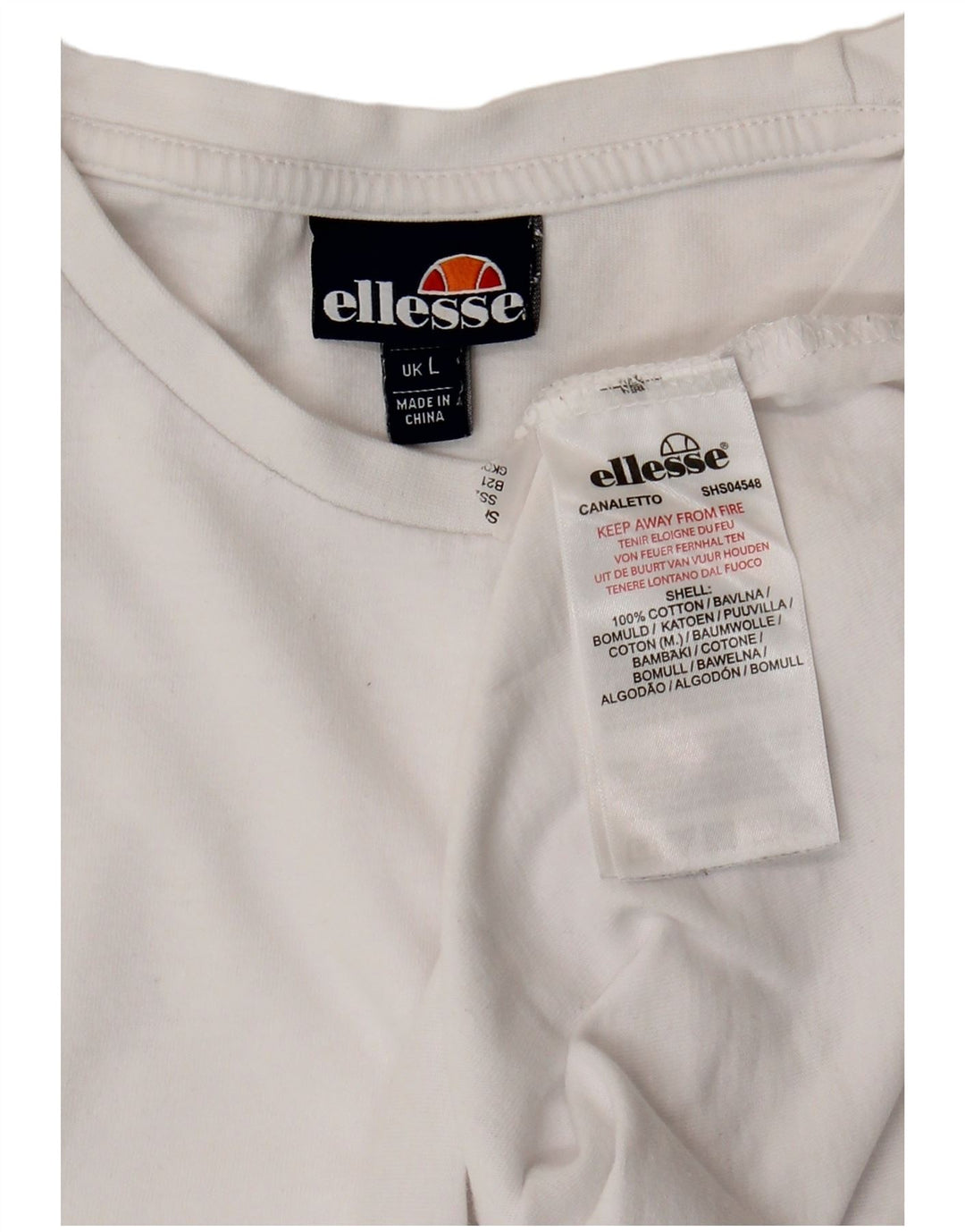 Ellesse - Camiseta para hombre, talla grande, algodón blanco