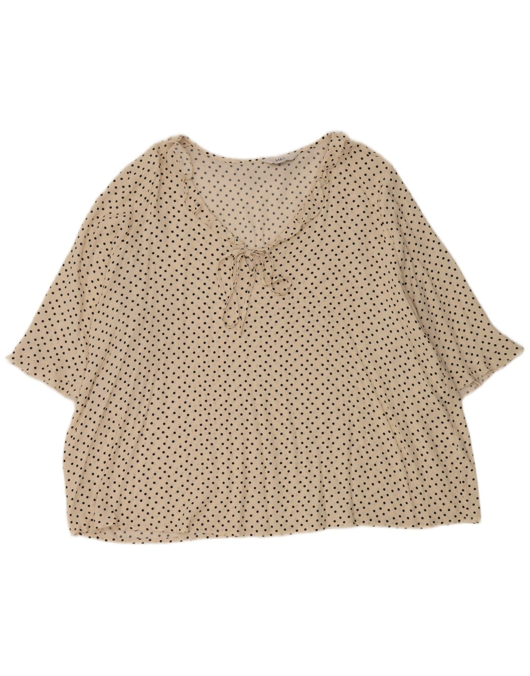 Marks & Spencer Blusa Delantera con Volantes para Mujer Reino Unido 18 XL con Lunares Blancos
