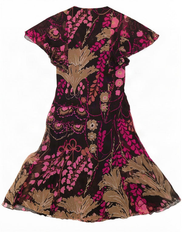 Vintage mujer A-Line vestido IT 46 grande negro floral