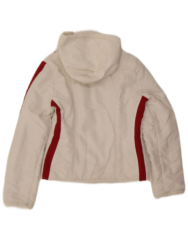 Karma Mujer Chaqueta Acolchada Con Capucha UK 40 Small Blanco Colorblock Poliéster