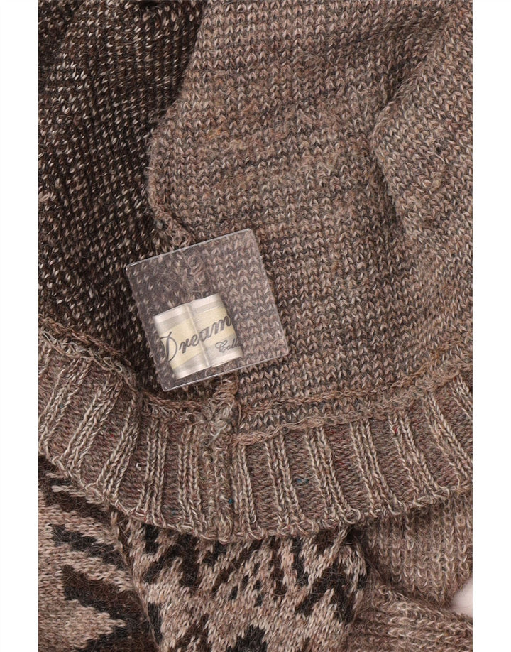 Dream Mens Roll Neck Jumper Sweater Grande Marrón Geométrico