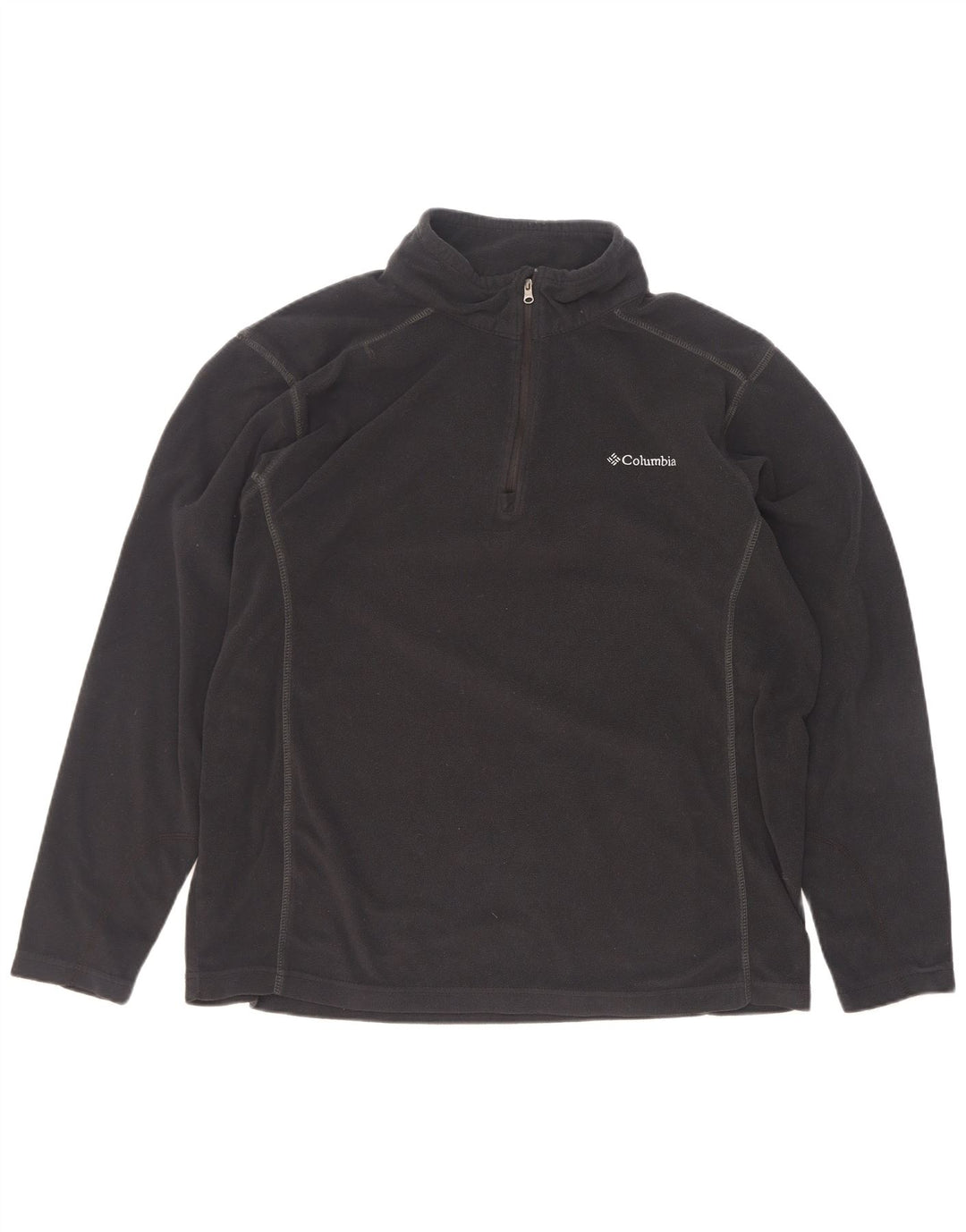 Columbia - Jersey de forro polar con cuello y cremallera para hombre, talla grande, poliéster negro