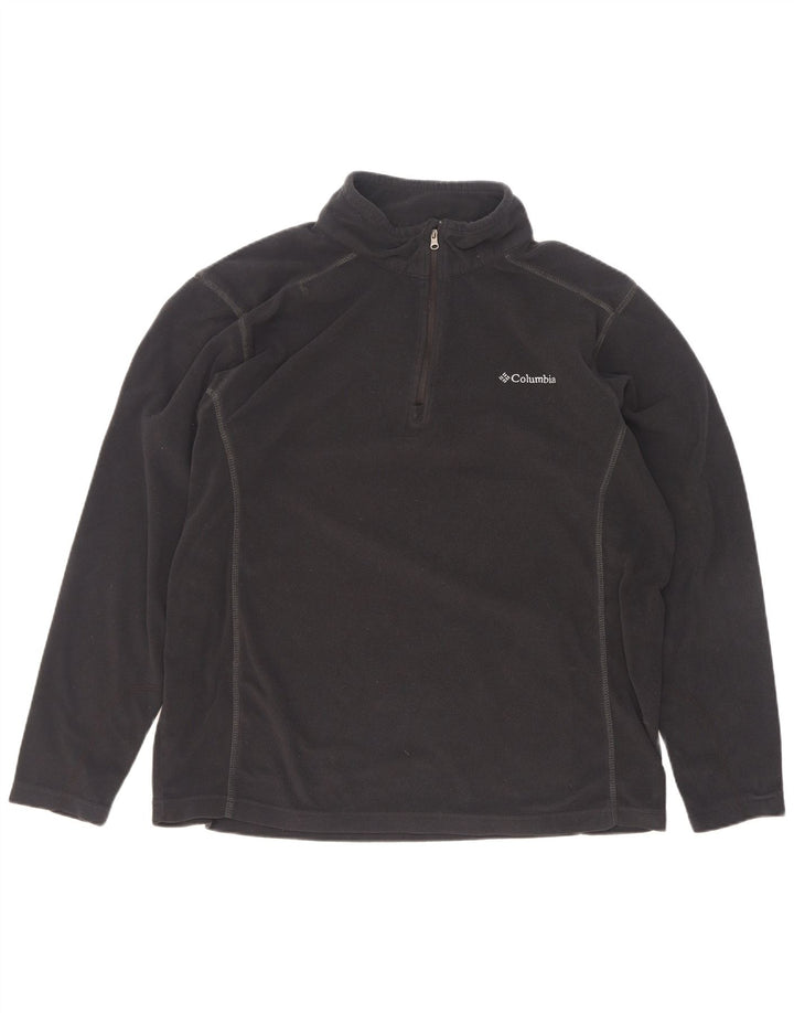 Columbia - Jersey de forro polar con cuello y cremallera para hombre, talla grande, poliéster negro
