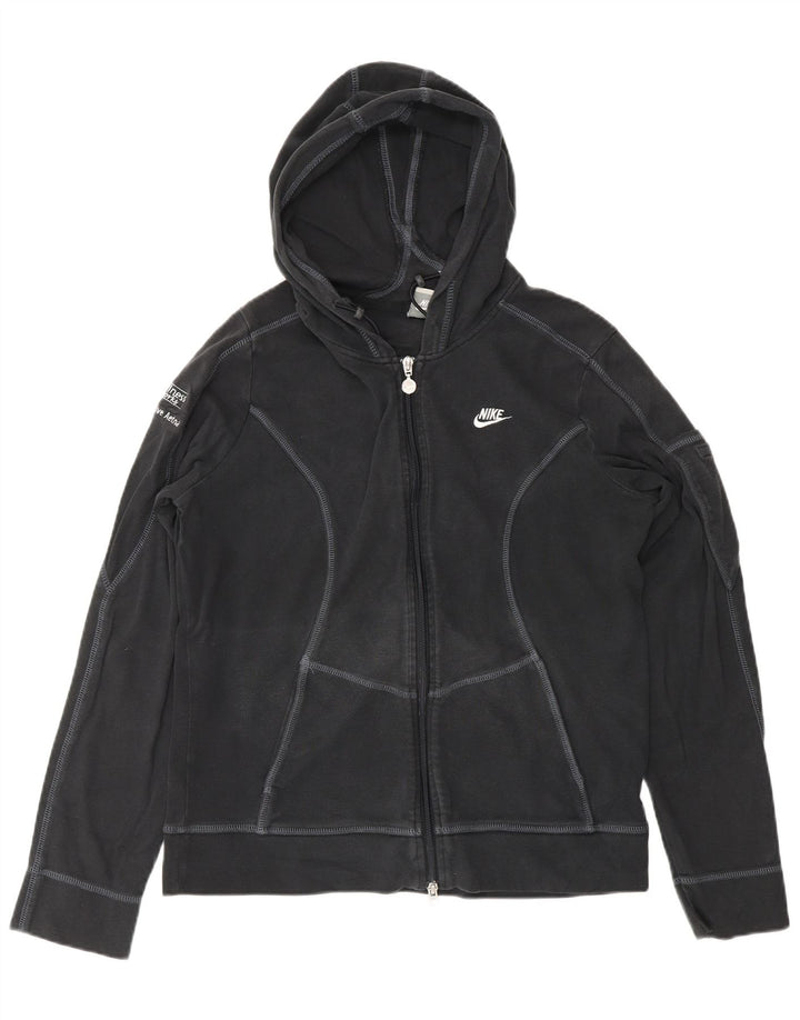 NIKE Sudadera con capucha y cremallera para mujer US 12/14 Grande Negro Algodón