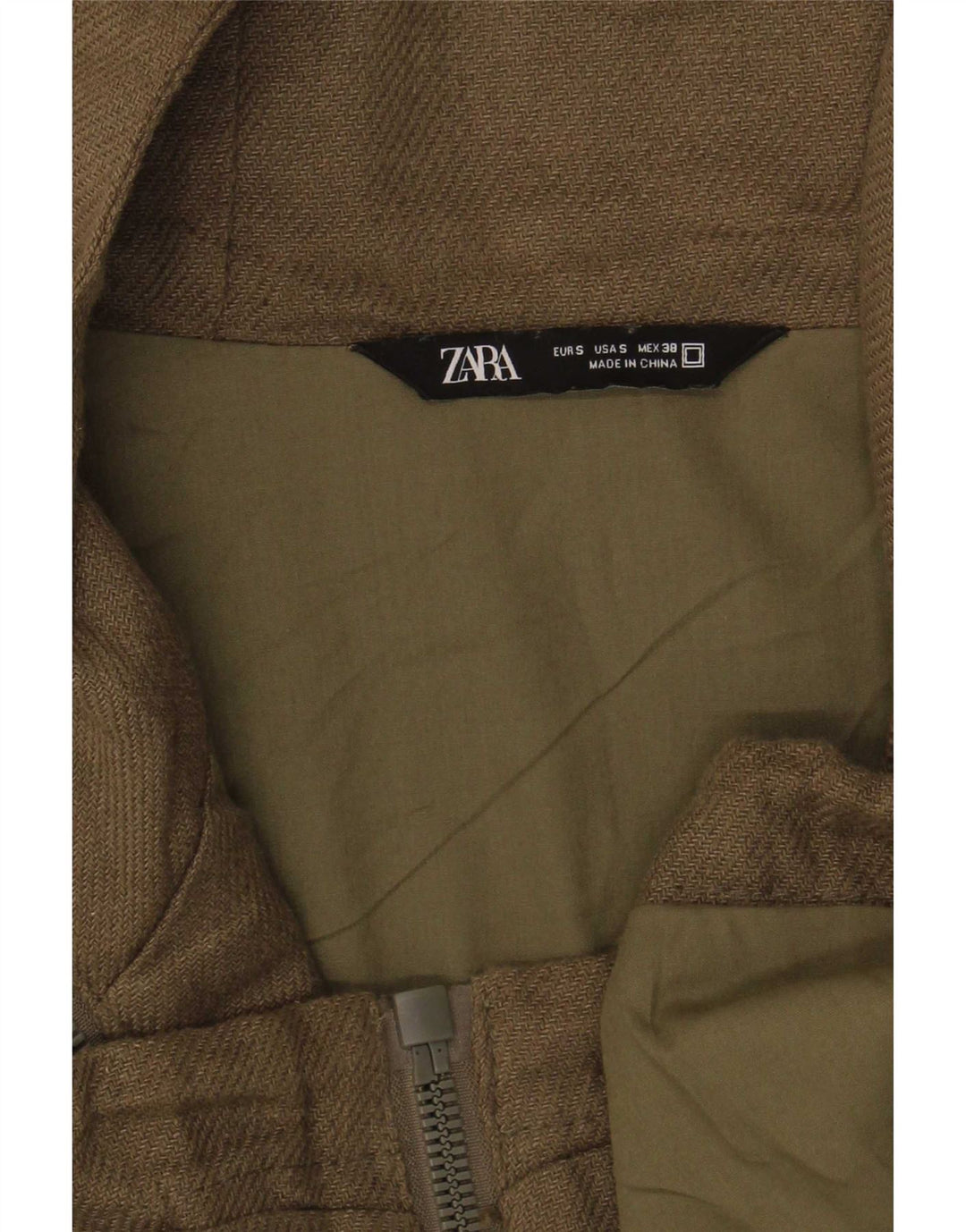 Zara Mens Chaqueta Bomber Con Capucha UK 36 Small Caqui