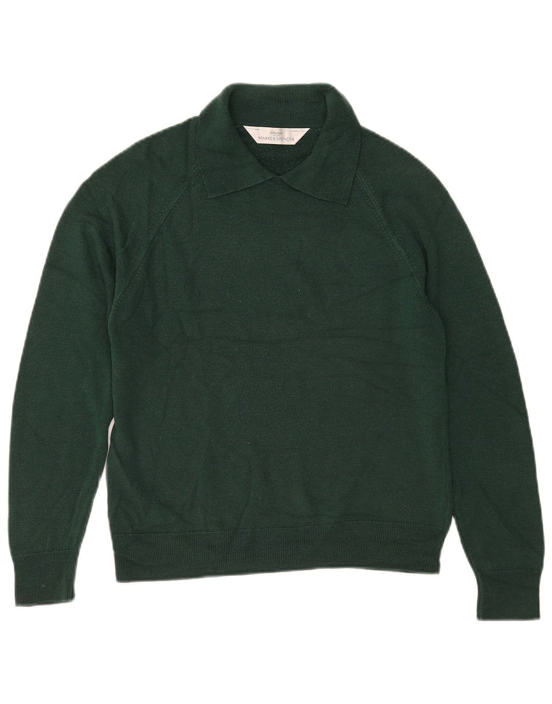 MARKS & SPENCER Suéter tipo jersey con cuello polo para mujer Reino Unido 10 Pequeño Acrílico verde