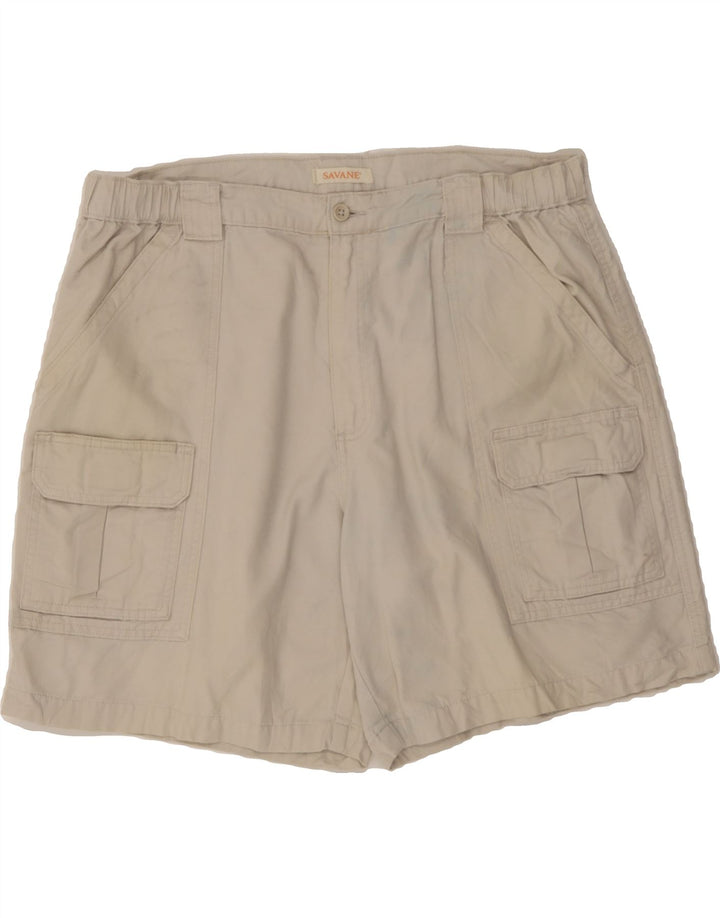 SAVANE Mens Cargo Shorts W40 XL Off White Cotton Vintage Savane and Second-Hand Savane from Messina Hembry 