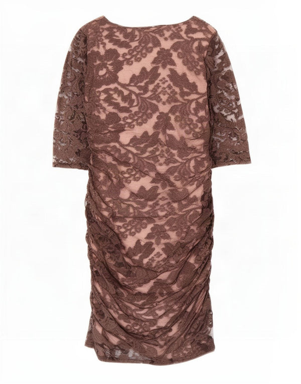 Phase Eight Vestido ajustado de manga 3/4 para mujer UK 42 Marrón medio Floral