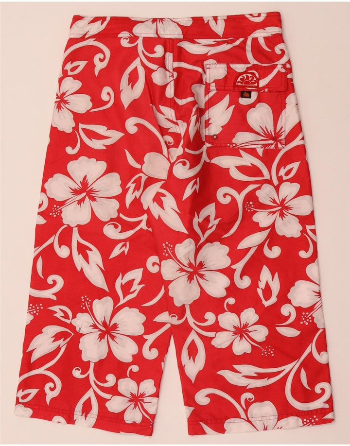 Pantalones Capri Sundek Para Mujer W32 L19 Poliéster Floral Rojo
