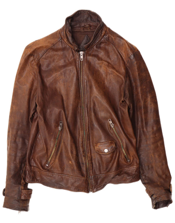 Be Edgy Mens Leather Jacket UK  38 Medium Brown Leather