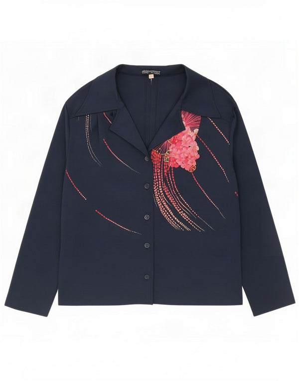 Confezioni Di Lusso Blusa Camisa Mujer IT 52 2XL Azul Marino Floral