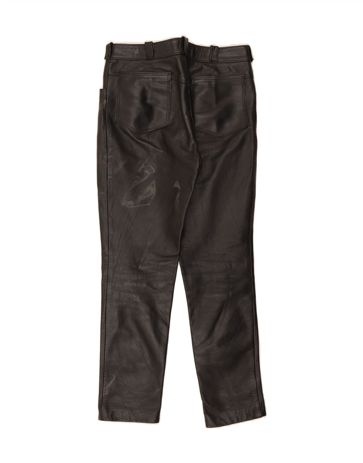VINTAGE Womens Straight Leather Trousers W28 L27 Black Vintage Vintage and Second-Hand Vintage from Messina Hembry 