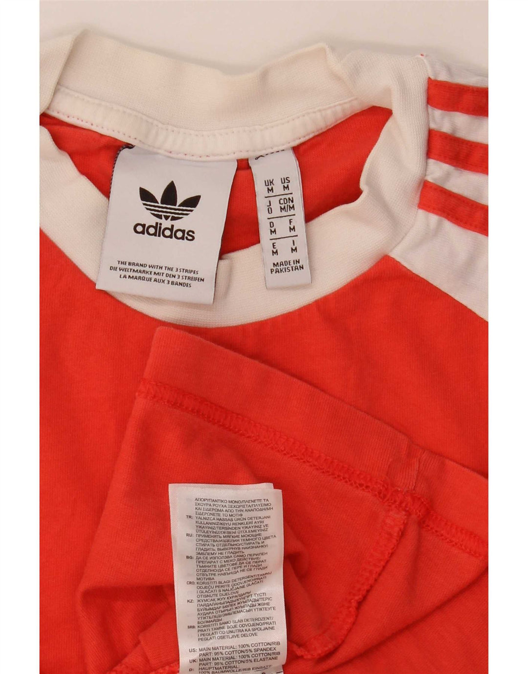 Adidas - Camiseta de manga larga para hombre, color naranja medio, algodón color block