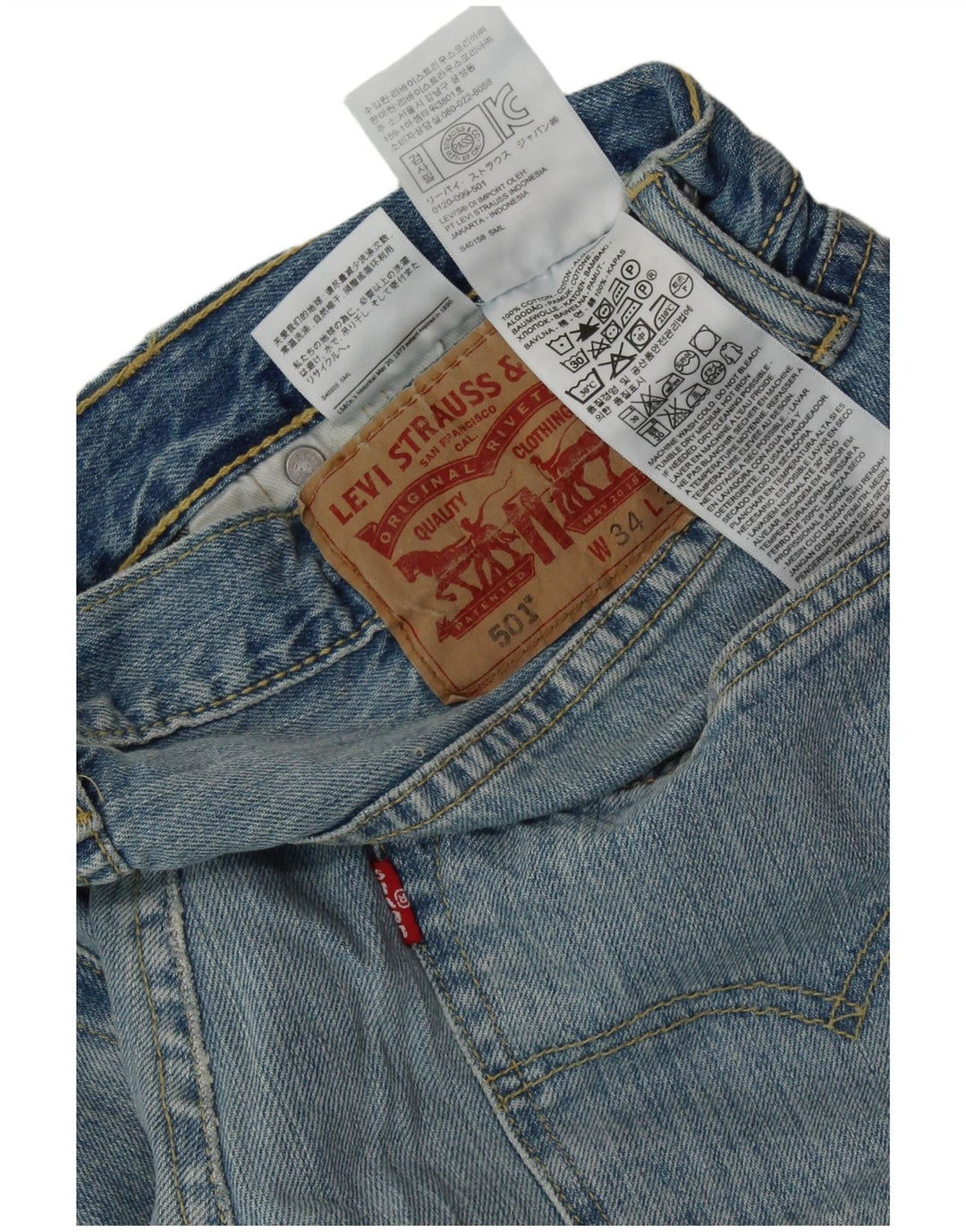 LEVI'S Jeans rectos 501 para hombre W34 L30 Algodón azul