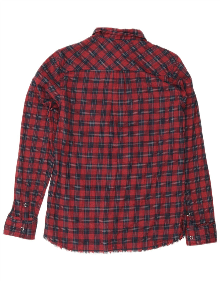Eddie Bauer Camisa extragrande para mujer UK 6 XS Algodón a cuadros rojos