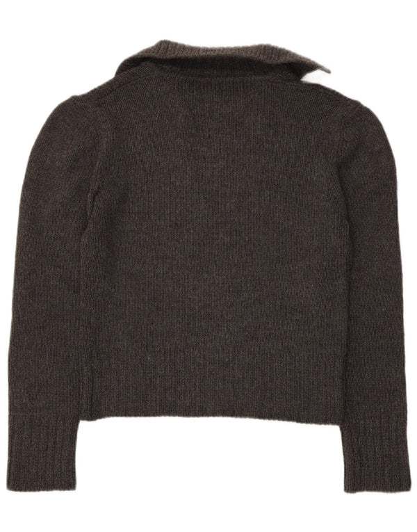 Max & Co. Jersey corto con cuello tipo polo para mujer, talla 40, talla grande, lana virgen gris